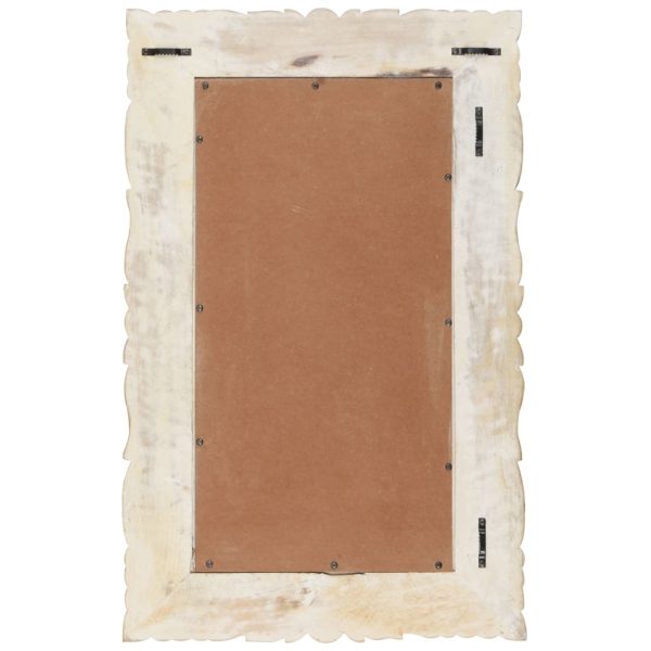 Espelho 80x50 cm madeira de mangueira maciça branco - Image 3