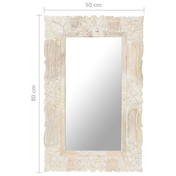 Espelho 80x50 cm madeira de mangueira maciça branco - Image 6
