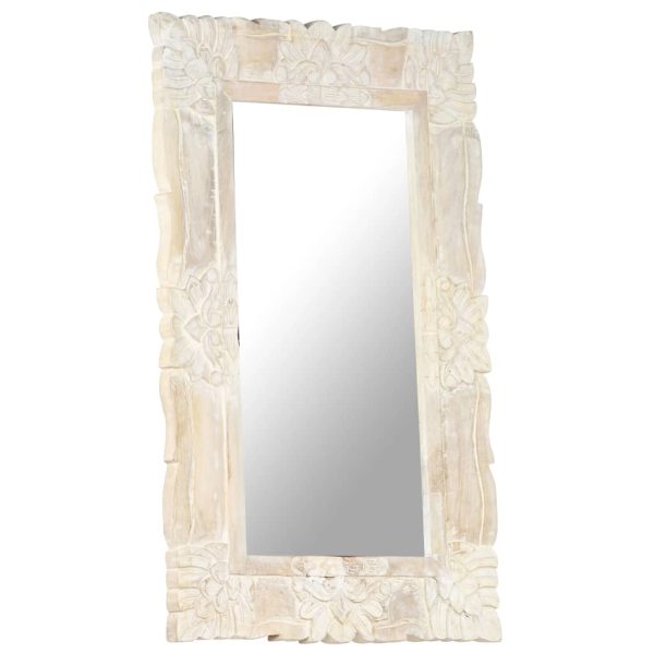 Espelho 80x50 cm madeira de mangueira maciça branco - Image 7