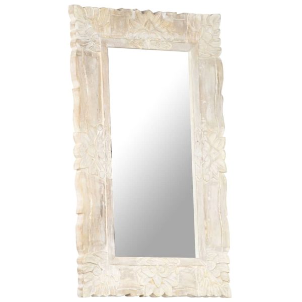 Espelho 80x50 cm madeira de mangueira maciça branco - Image 10