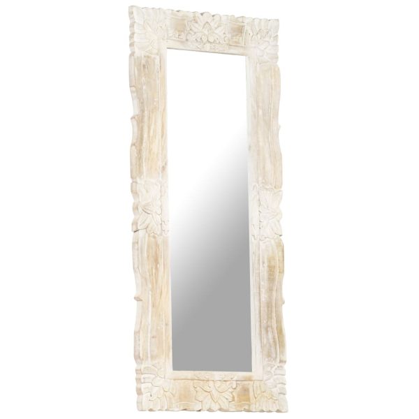 Espelho 110x50 cm madeira de mangueira maciça branco - Image 2