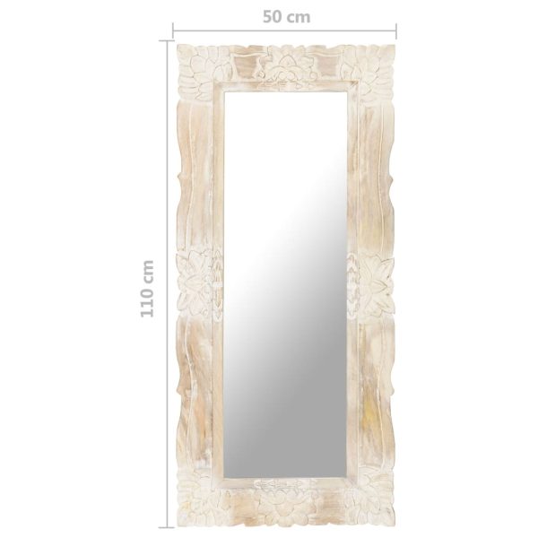 Espelho 110x50 cm madeira de mangueira maciça branco - Image 6