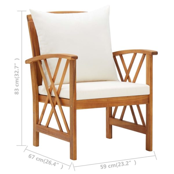 4 pcs conj. lounge jardim c/ almofadões madeira acácia maciça - Image 12