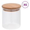 Frascos de vidro com tampas de bambu 6 pcs 600 ml