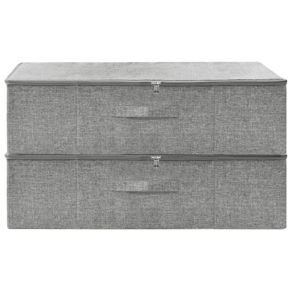Caixas de arrumação 2 pcs tecido 70x40x18 cm cinzento - Image 2