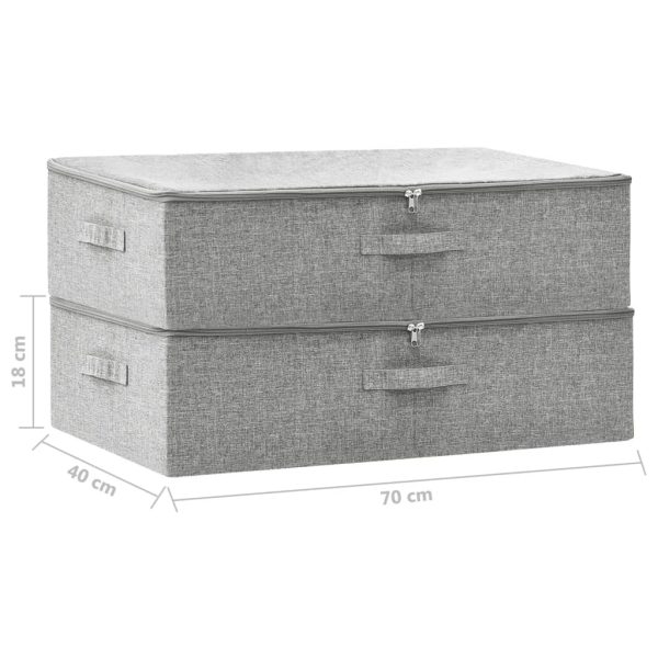 Caixas de arrumação 2 pcs tecido 70x40x18 cm cinzento - Image 9