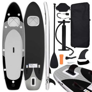 Conjunto prancha de paddle SUP insuflável 300x76x10 cm preto