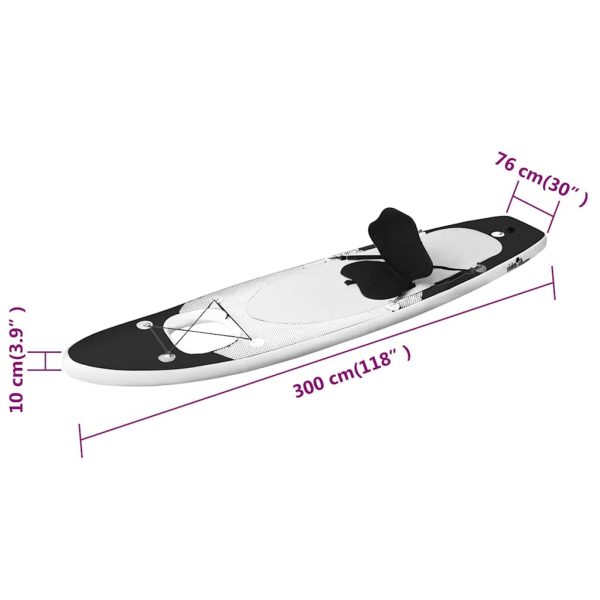 Conjunto prancha de paddle SUP insuflável 300x76x10 cm preto - Image 12