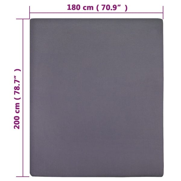 Lençóis ajustáveis 2 pcs 180x200 cm algodão jersey antracite - Image 4