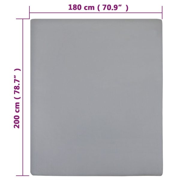 Lençol ajustável 180x200 cm algodão jersey cinza - Image 4