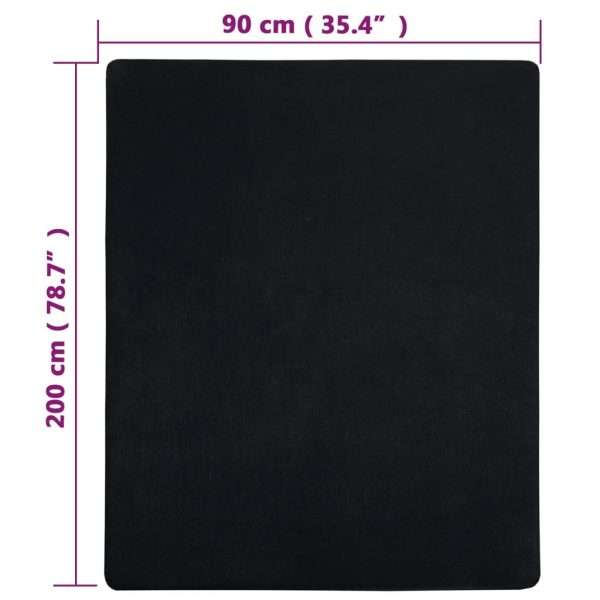 Lençóis ajustáveis 2 pcs 90x200 cm algodão jersey preto - Image 4