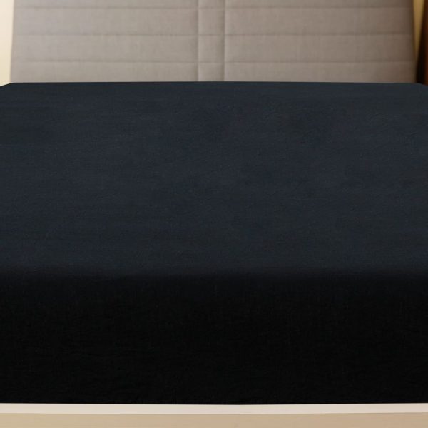 Lençóis ajustáveis 2 pcs 140x200 cm algodão jersey preto - Image 2