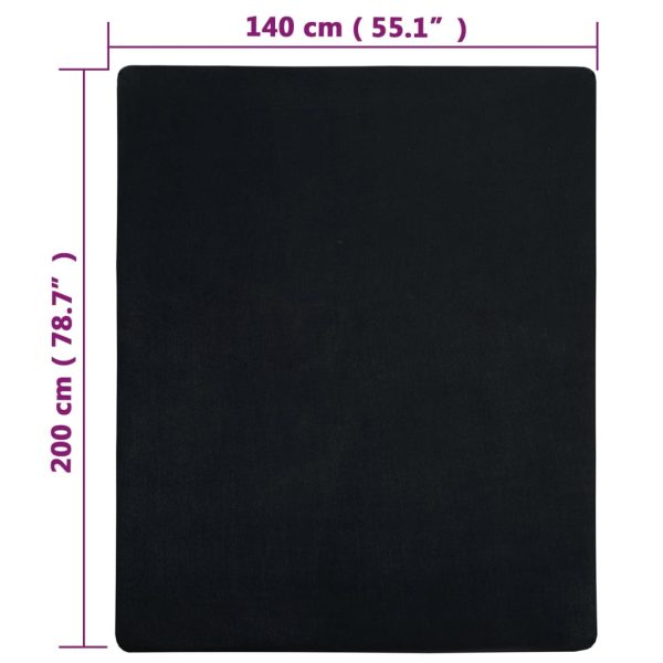 Lençóis ajustáveis 2 pcs 140x200 cm algodão jersey preto - Image 4