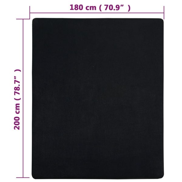 Lençóis ajustáveis 2 pcs 180x200 cm algodão jersey preto - Image 4