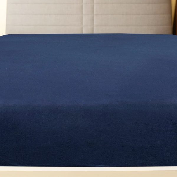 Lençol ajustável 160x200 cm algodão jersey azul marinho - Image 2