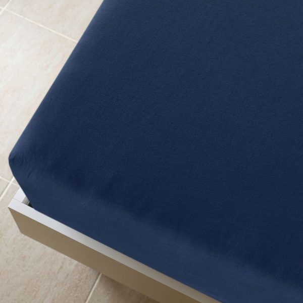 Lençol ajustável 160x200 cm algodão jersey azul marinho - Image 3