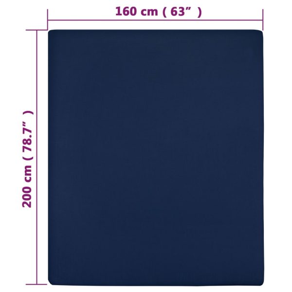 Lençol ajustável 160x200 cm algodão jersey azul marinho - Image 4