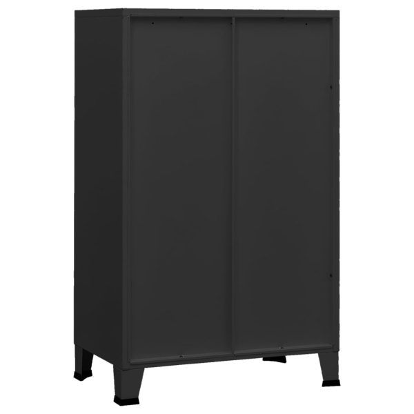 Aparador de arrumação industrial 70x40x115 cm metal preto - Image 4