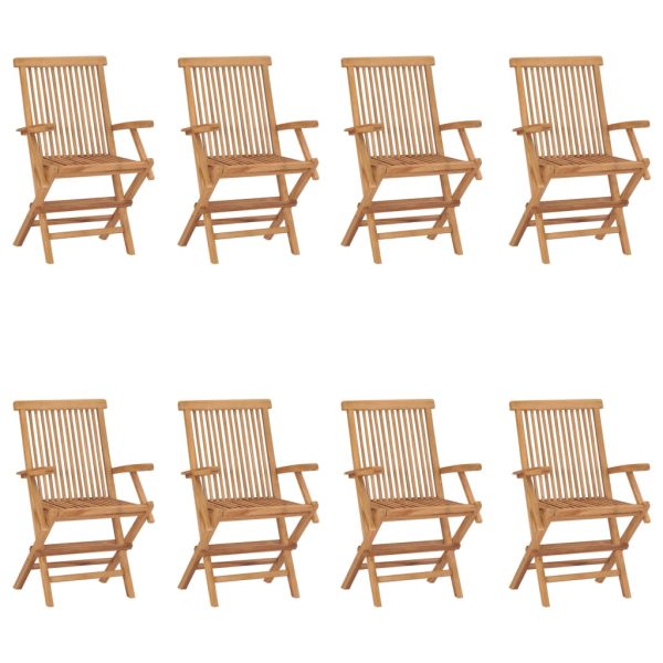 Cadeiras de jardim dobráveis 8 pcs madeira de teca maciça