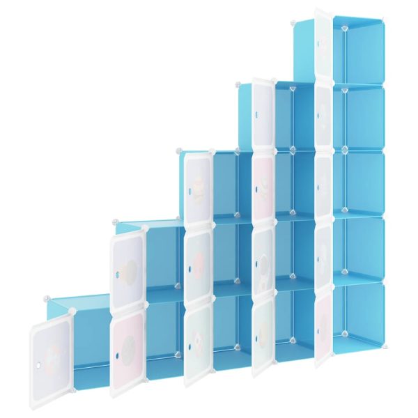 Armário de arrumação c/ cubos para crianças c/ 15 cubos PP azul - Image 5