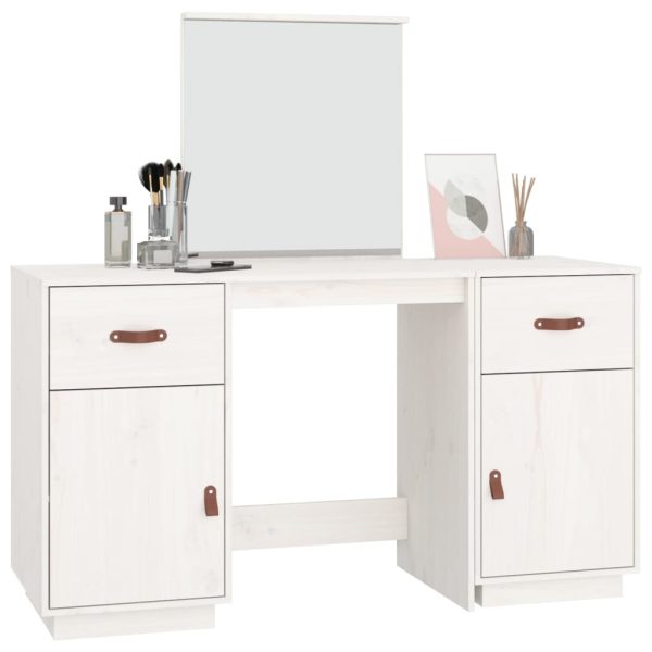 Conjunto de toucador com espelho pinho maciço branco - Image 3