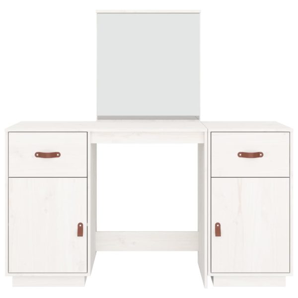 Conjunto de toucador com espelho pinho maciço branco - Image 5