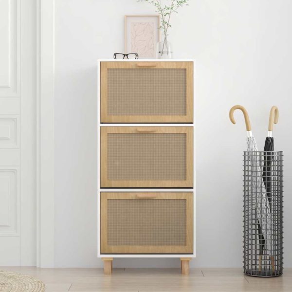 Sapateira 52x25x115 cm derivados de madeira/vime natural branco - Image 2