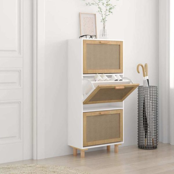 Sapateira 52x25x115 cm derivados de madeira/vime natural branco