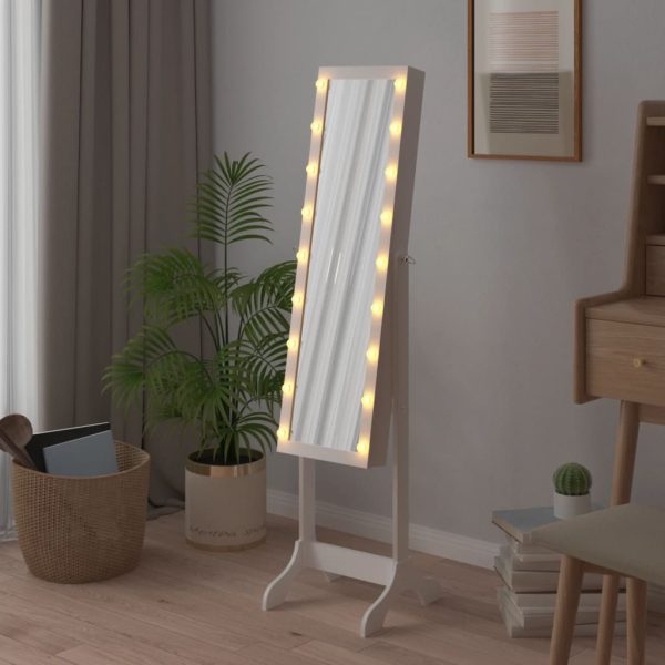 Espelho de pé com luzes LED 34x37x146 cm branco - Image 2