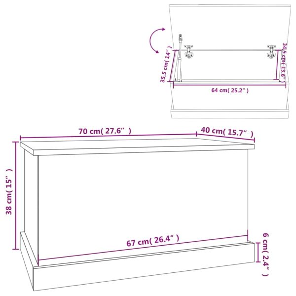 Caixa de arrumação 70x40x38 cm derivados de madeira branco - Image 9