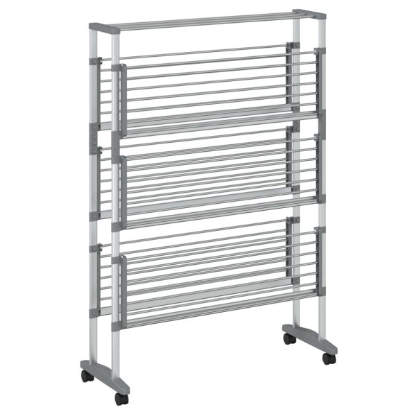 Estendal de roupa com rodas 89x64x129 cm alumínio - Image 2