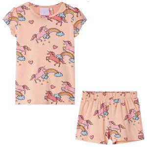 Pijama de manga curta para criança laranja-claro 116