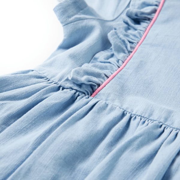 Vestido de criança com folhos azul-suave 116 - Image 4