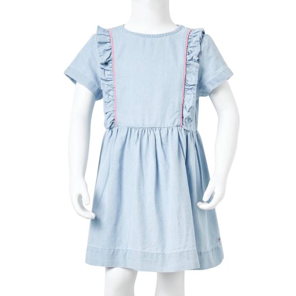 Vestido de criança com folhos azul-suave 116 - Image 8