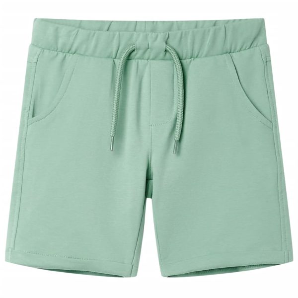 Calções de criança com cordão cor caqui-claro 104
