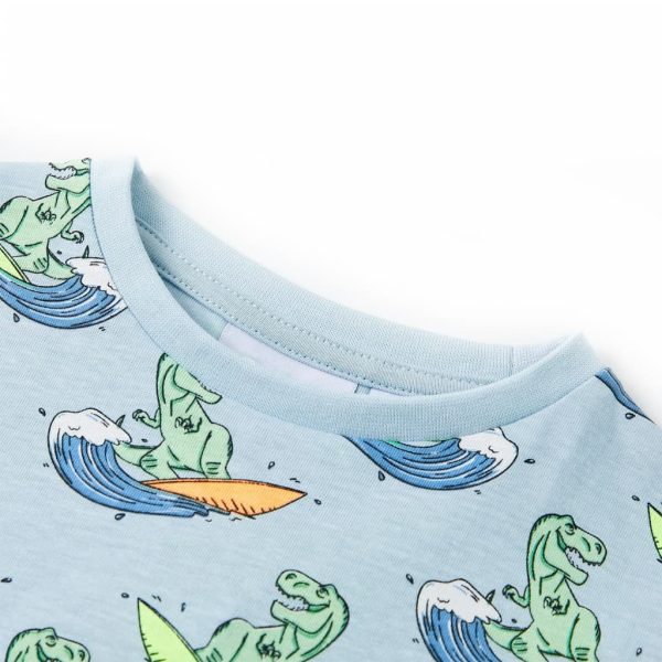Pijama de manga curta para criança azul-claro 92 - Image 6