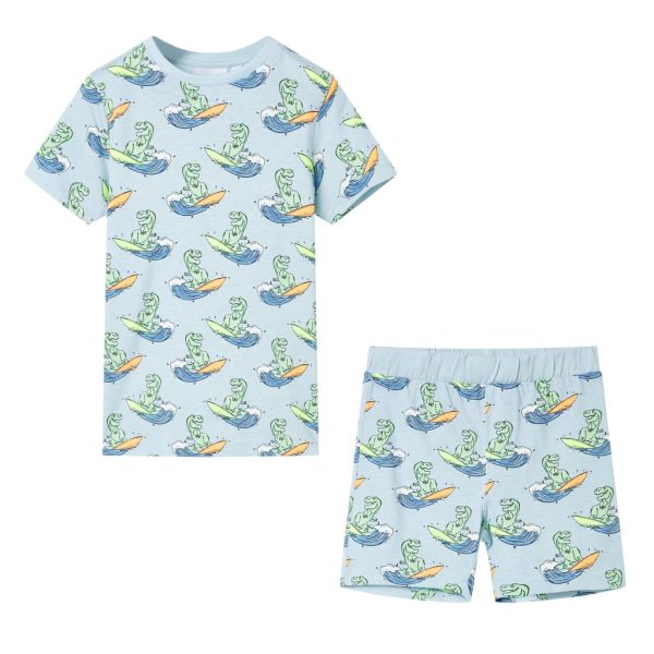Pijama de manga curta para criança azul-claro 104