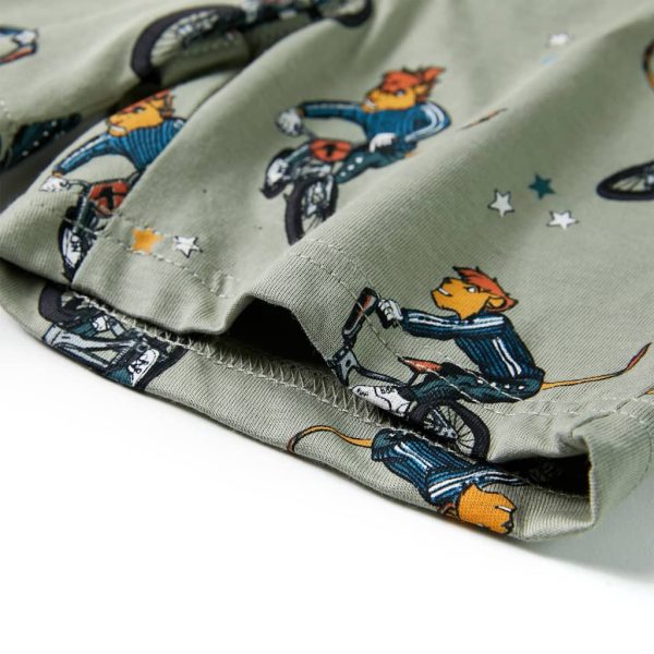 Pijama de manga curta para criança caqui-claro 92 - Image 12
