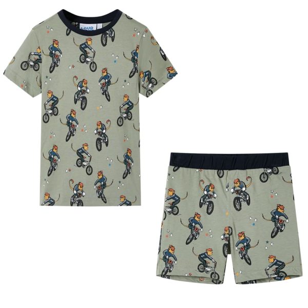 Pijama de manga curta para criança caqui-claro 128