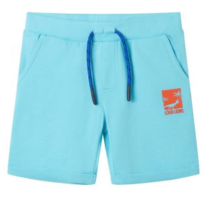 Calções de criança com cordão azul-água 92