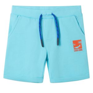 Calções de criança com cordão azul-água 104