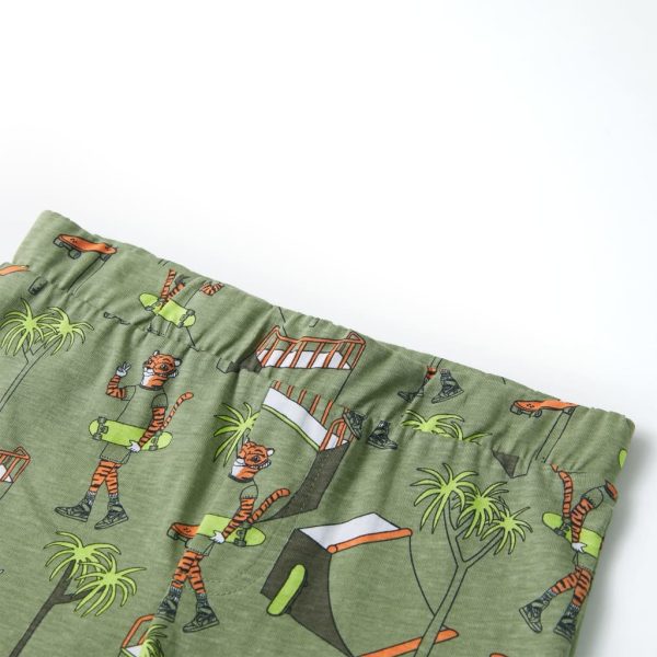Pijama de manga curta para criança caqui-claro 92 - Image 11
