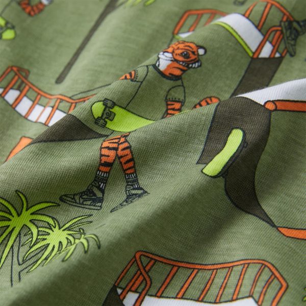 Pijama de manga curta para criança caqui-claro 92 - Image 10
