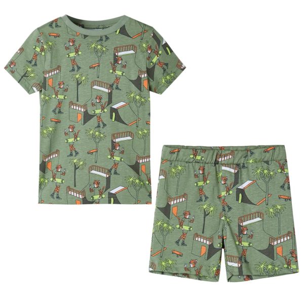 Pijama de manga curta para criança caqui-claro 104