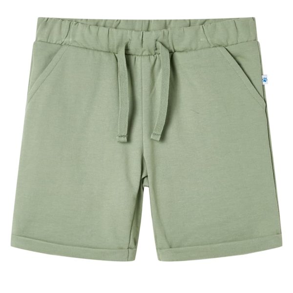 Calções de criança com cordão cor caqui-claro 104