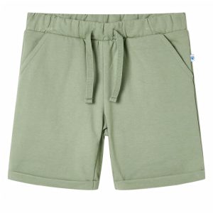 Calções de criança com cordão cor caqui-claro 128