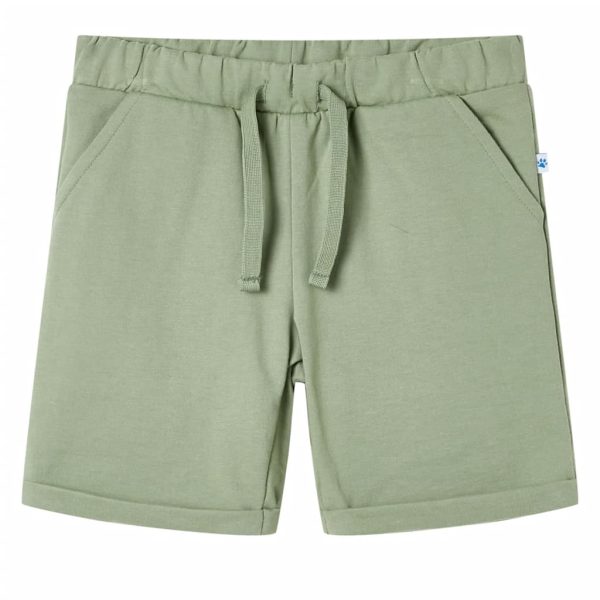 Calções de criança com cordão cor caqui-claro 128