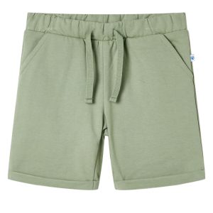Calções de criança com cordão cor caqui-claro 140