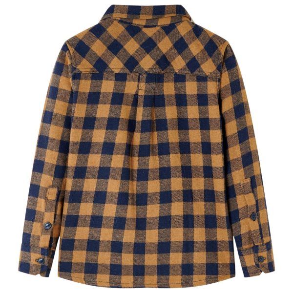 Camisa de xadrez para criança conhaque e azul 92 - Image 2