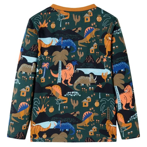 Pijama de manga comprida para criança verde-escuro 128 - Image 3